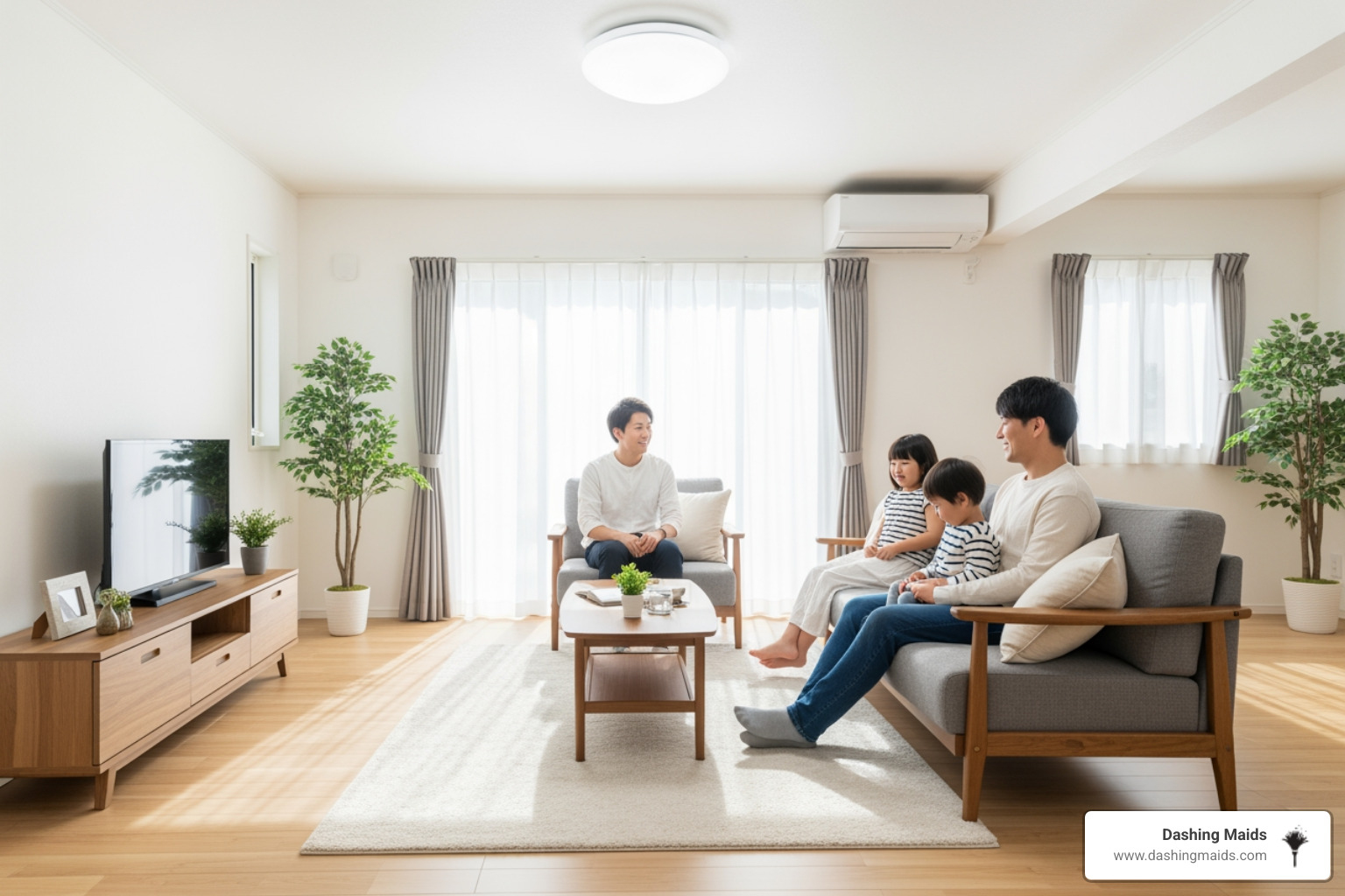 infographic showing benefits of professional housekeeping including time savings, improved air quality, stress reduction, allergen removal, and extended furniture life with eco-friendly product icons and satisfaction guarantee badge - housekeeping in lakewood, co