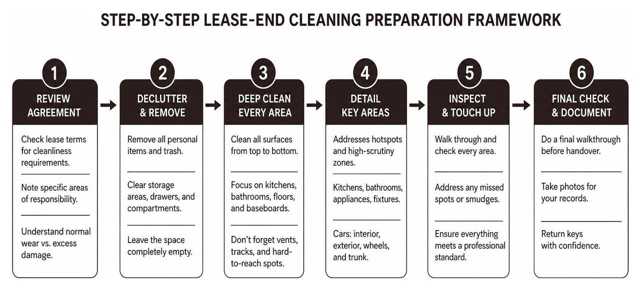 Step-by-step lease-end cleaning preparation framework Step-by-step lease-end cleaning preparation framework
