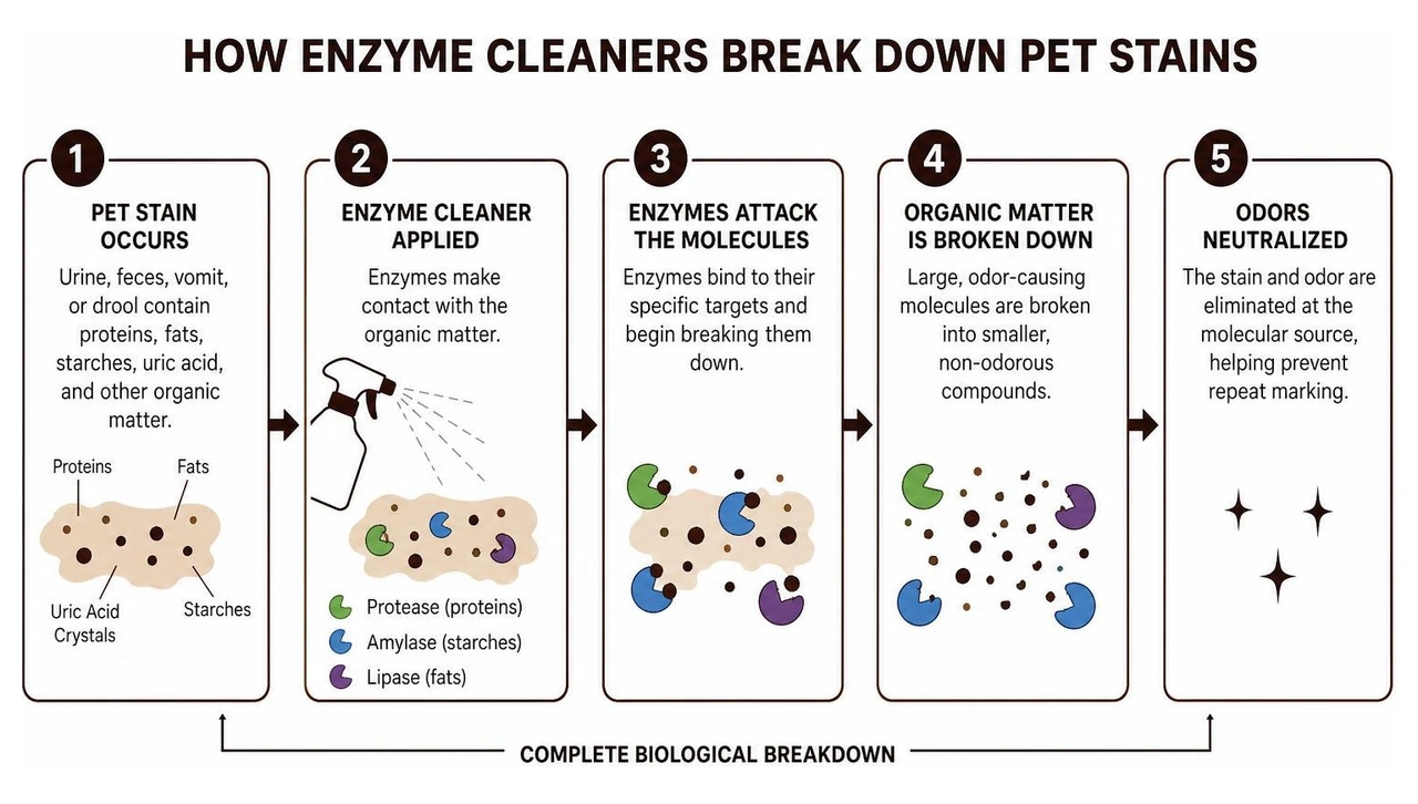 how enzyme cleaners work to break down pet stains how enzyme cleaners work to break down pet stains