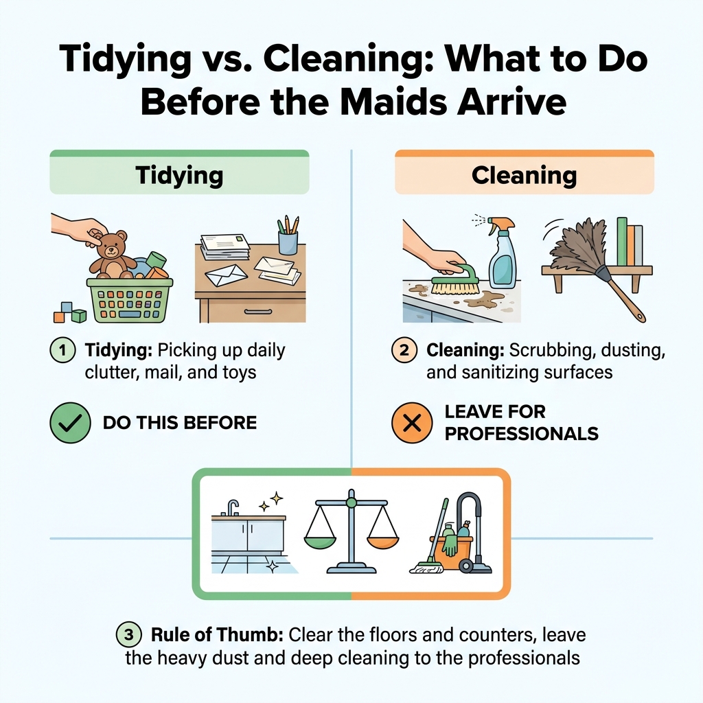 Tidying vs. Cleaning: What to Do Before the Maids Arrive