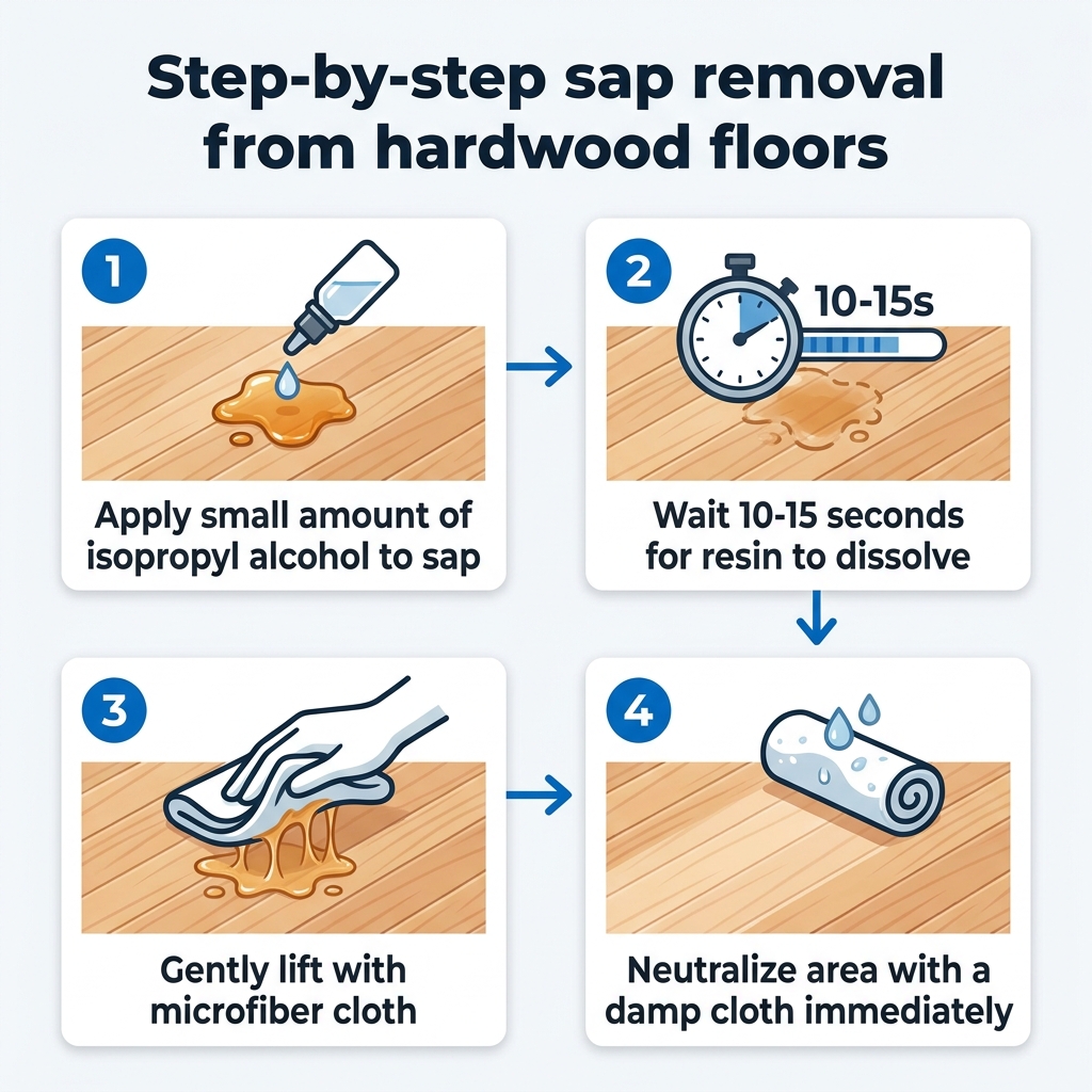 Step-by-step sap removal from hardwood floors