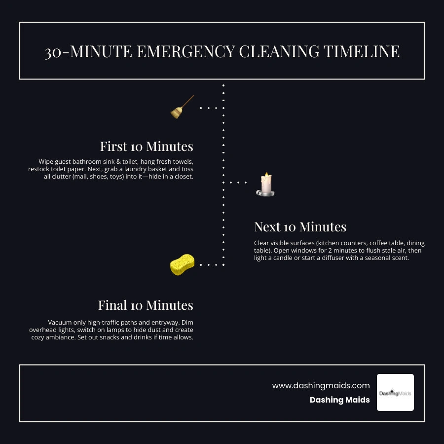 30-minute emergency holiday cleaning timeline infographic with room-by-room priorities infographic 30-minute emergency holiday cleaning timeline infographic with room-by-room priorities infographic
