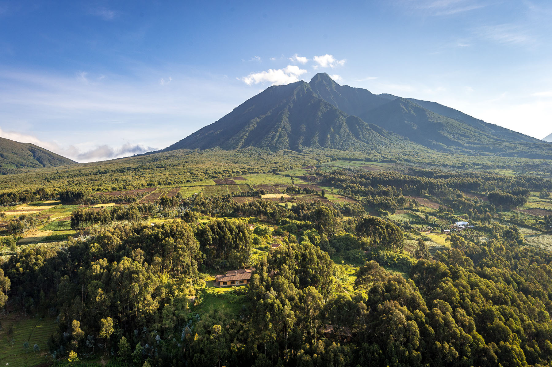 Mist-covered volcanic hills in Volcanoes National Park, Rwanda