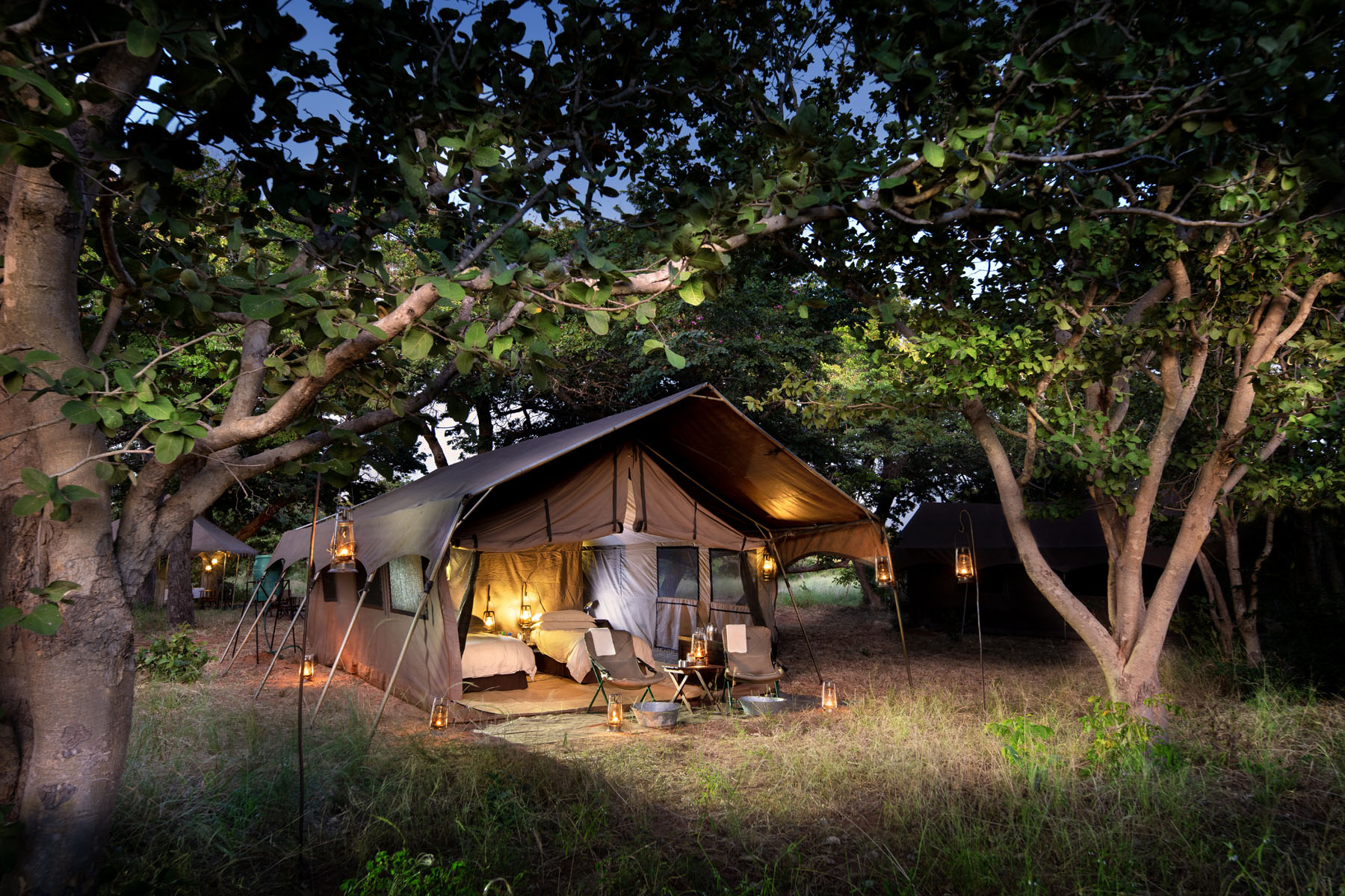 Private safari camp in the Botswana wilderness