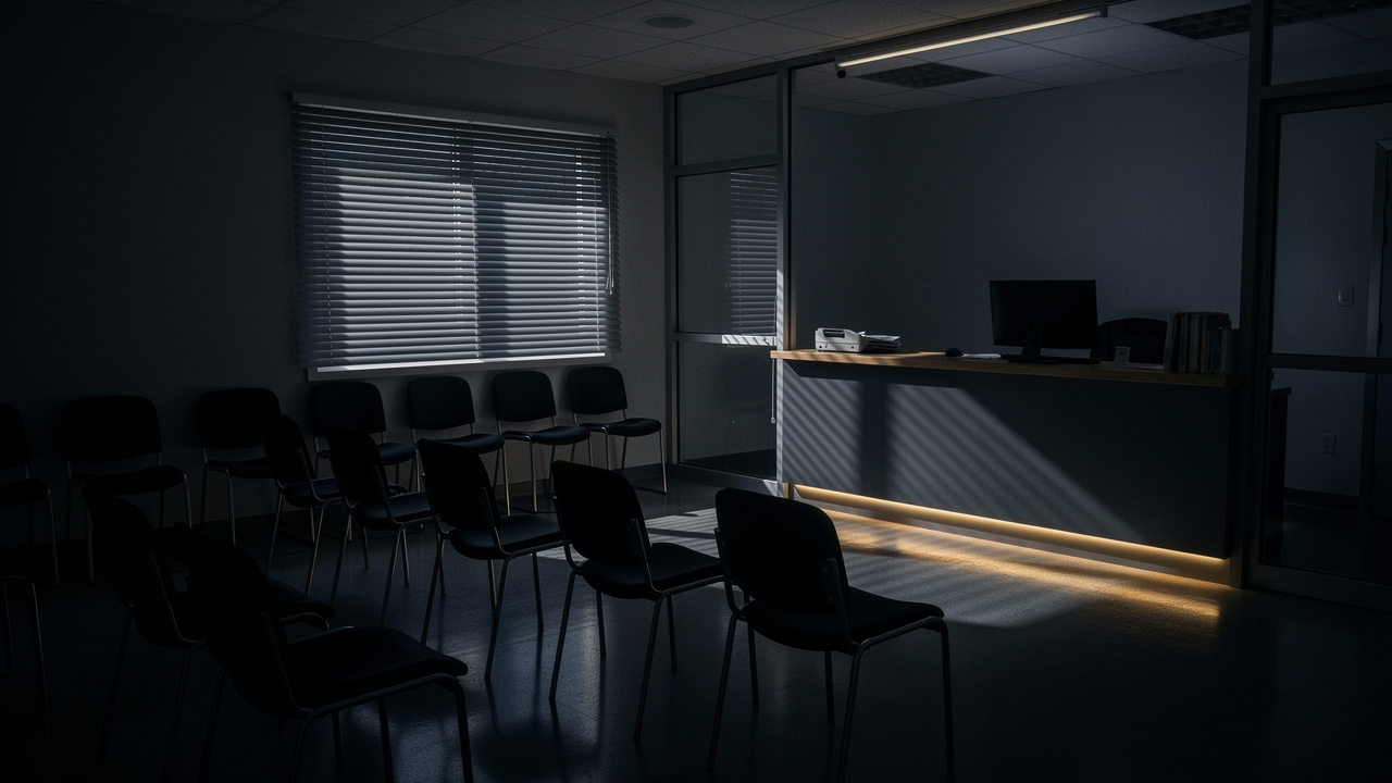 Empty small business office shut down due to unexpected data failure