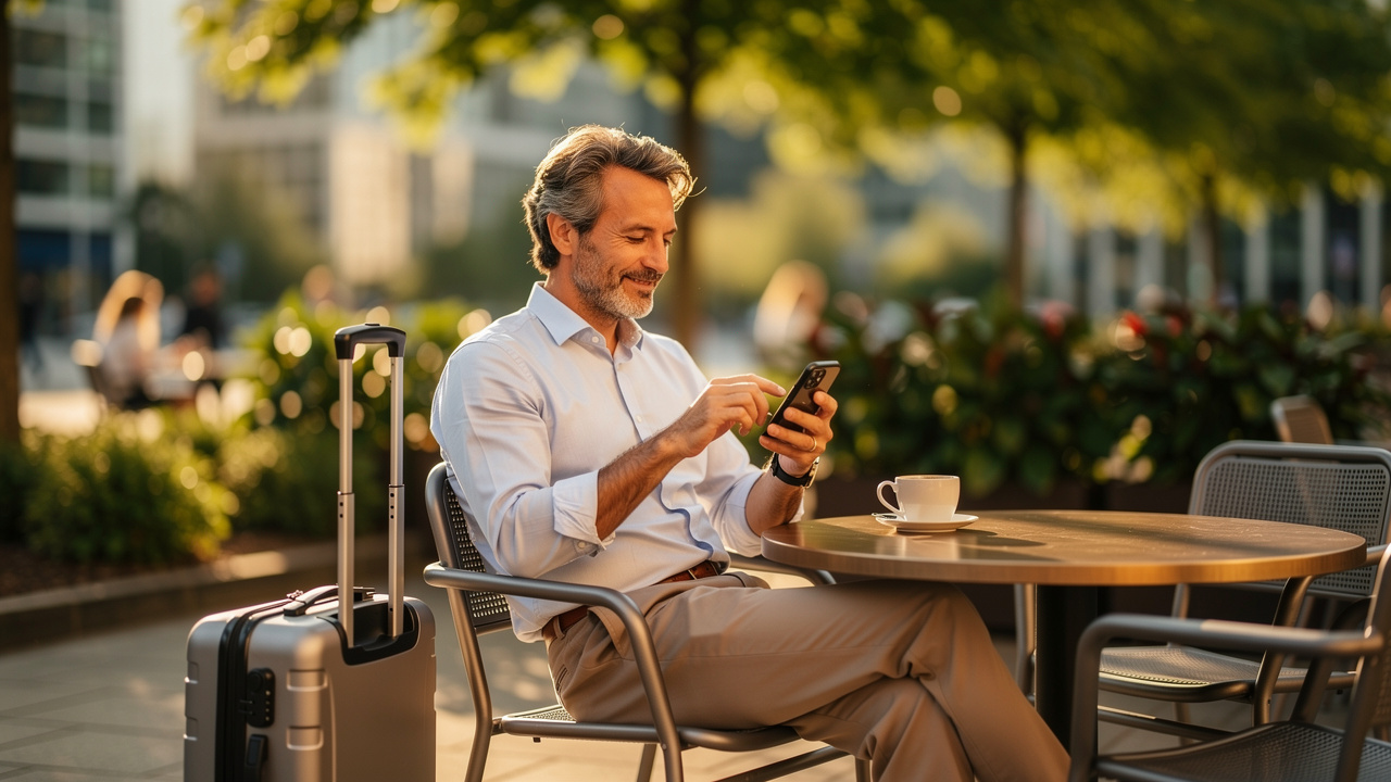 Business owner relaxing on vacation with peace of mind about data security