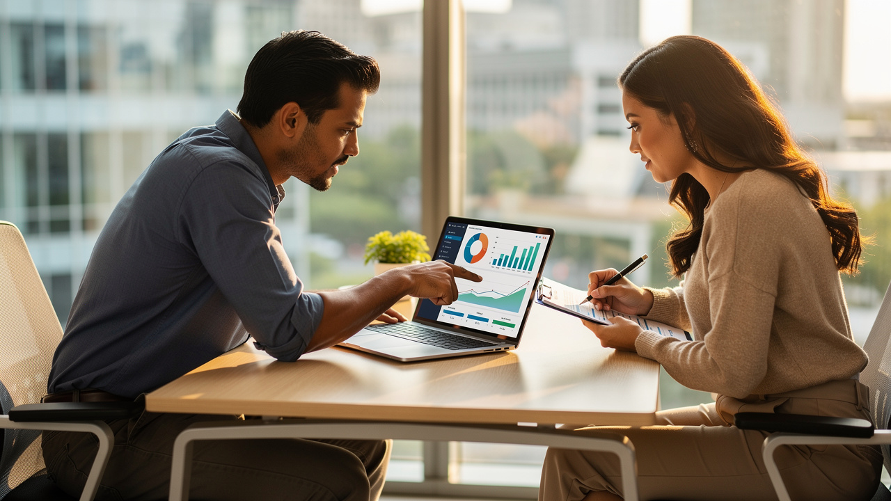 IT consultants collaborating on a Windows 10 migration plan