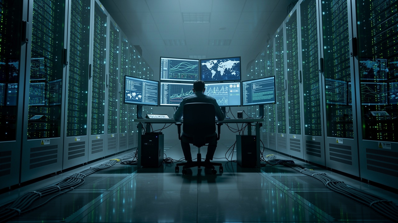 IT professional monitoring cybersecurity risks from unsupported systems