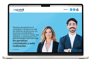 Mockup pantalla en sitio web de Magneto Academy