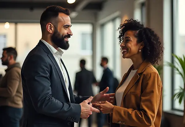 Compañeros de trabajo conversando 