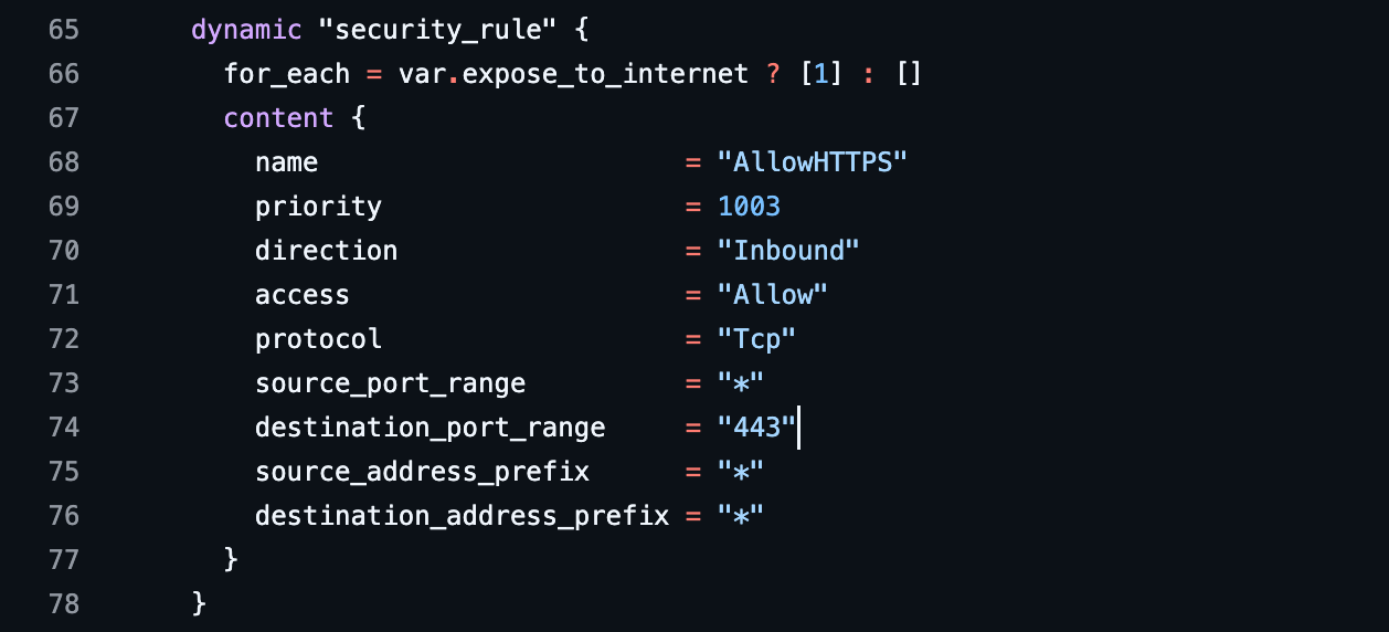 Terraform pull request modifying security group configuration and external access rules.