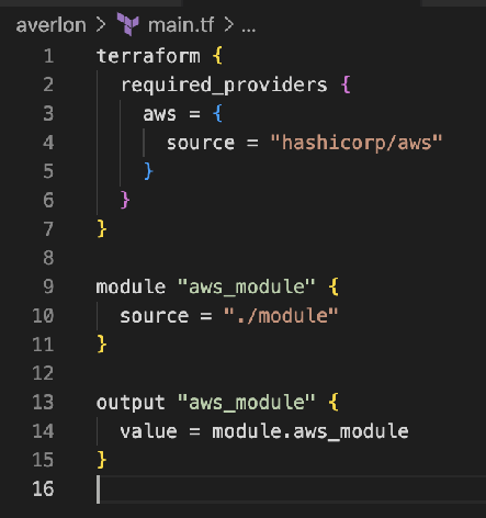 Figure 6. Root Terraform configuration that includes a module