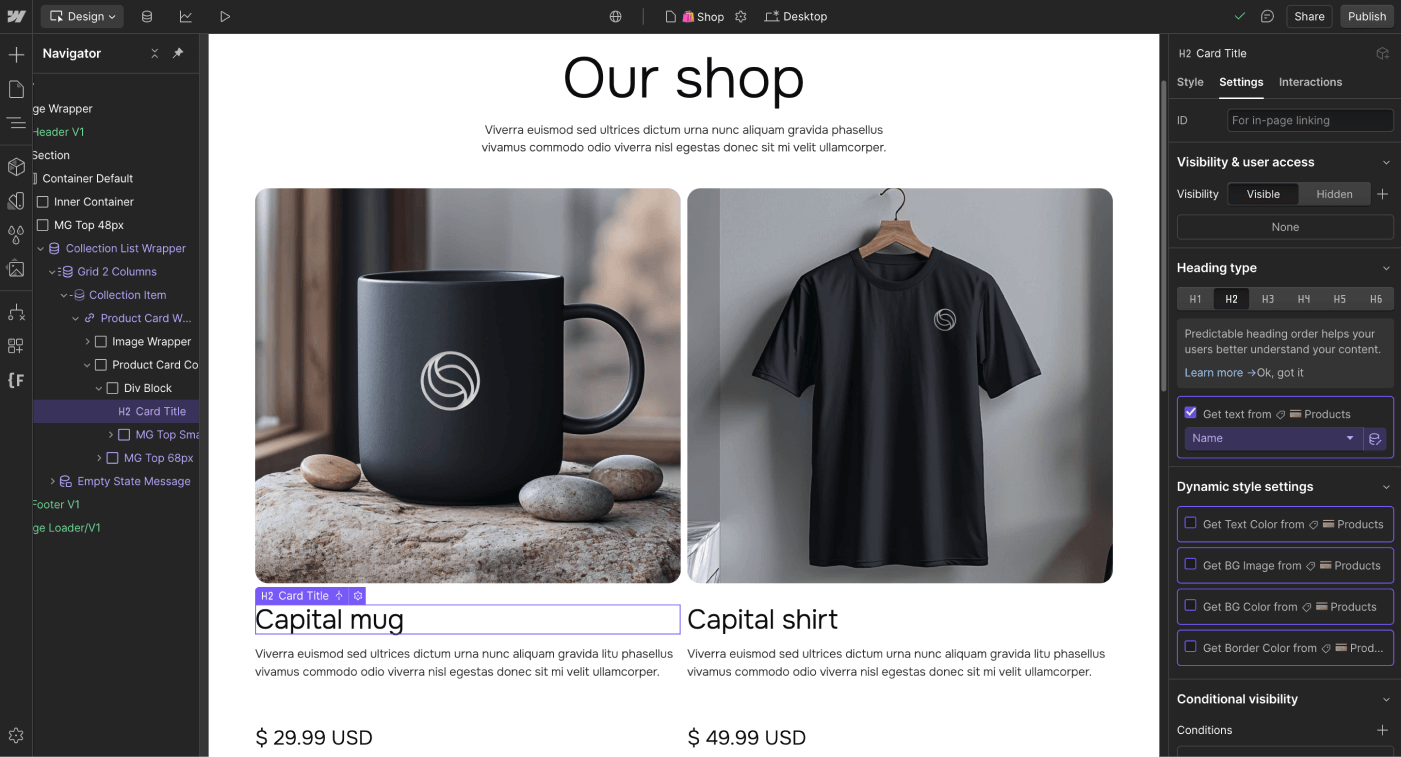 Ecommerce Content - Capital Webflow Template | Brix Templates