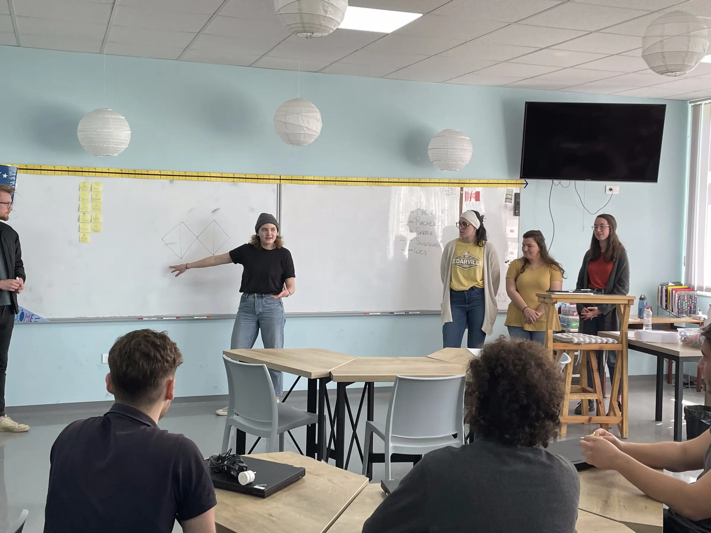 Susannah teaching a design class to high schoolers in Kosovo