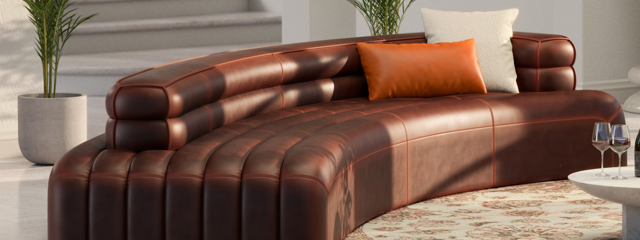 a rendering of a brown leather couch