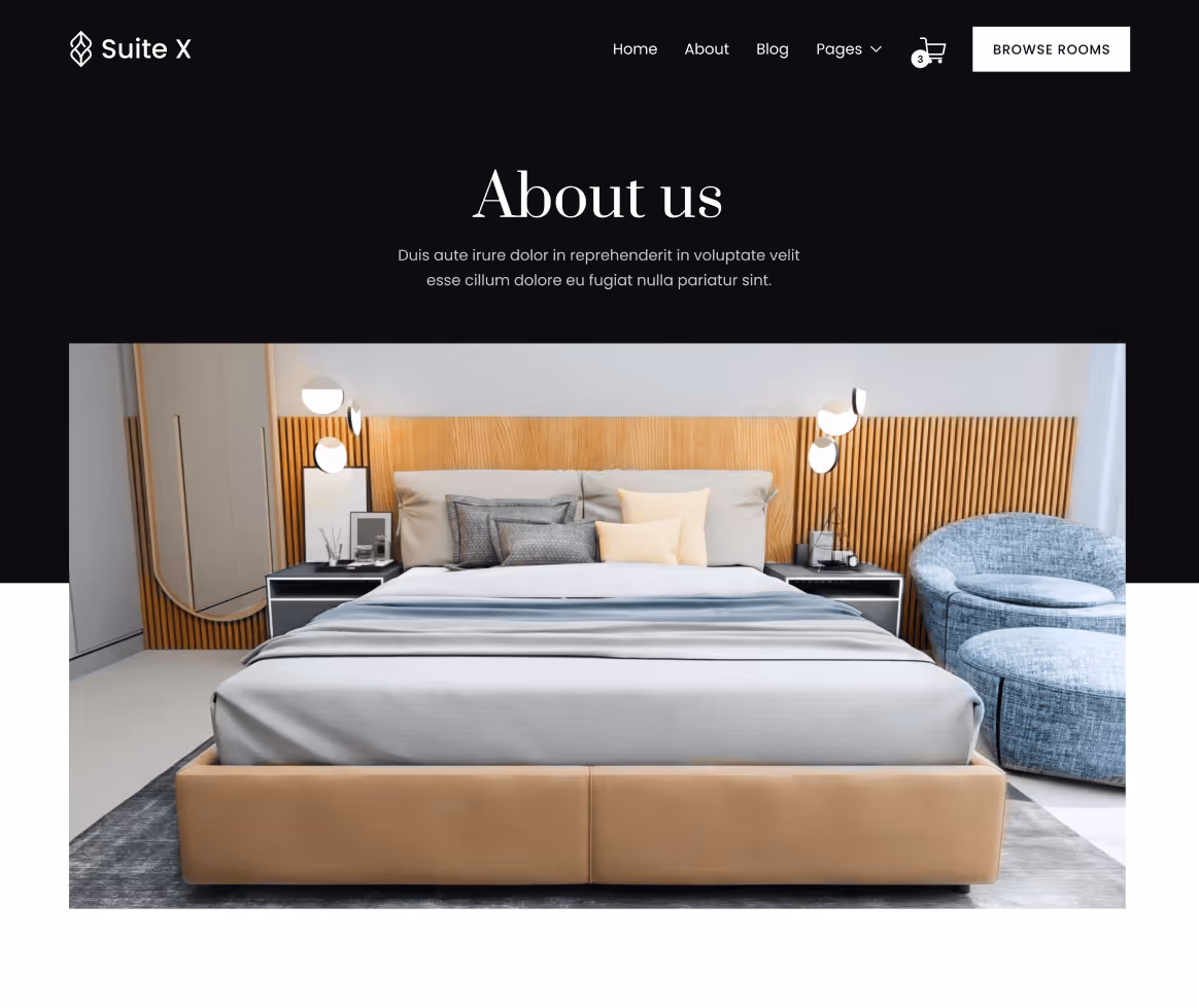 Suite X - About Page - Hotel Webflow Template