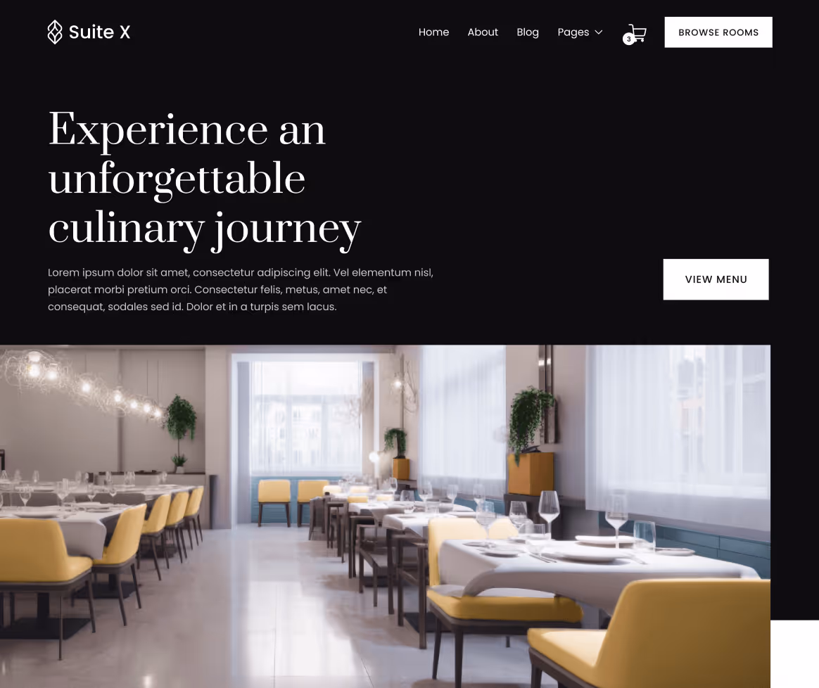 Suite X - Restaurant Page - Hotel Webflow Template