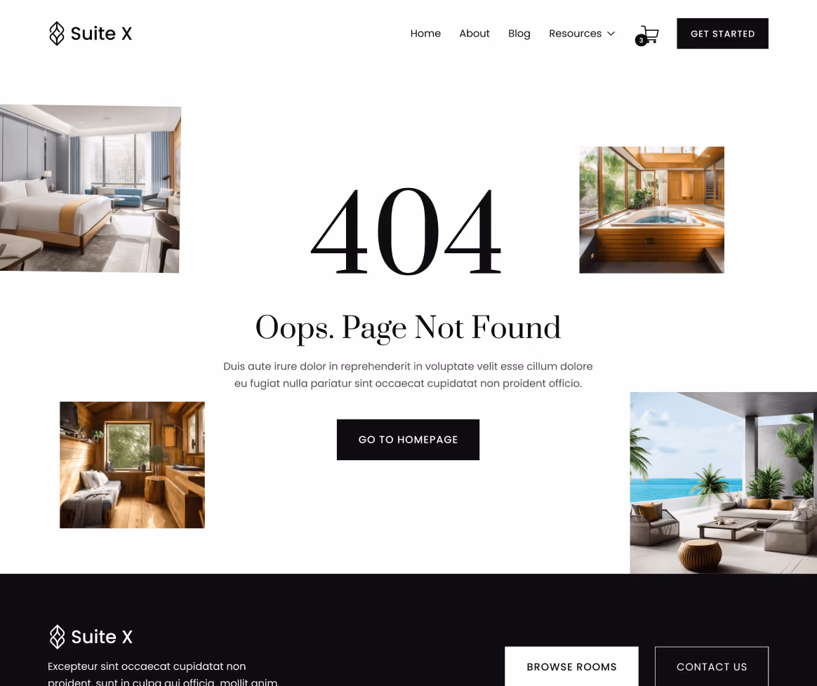 Suite X - Not Found Page - Hotel Webflow Template