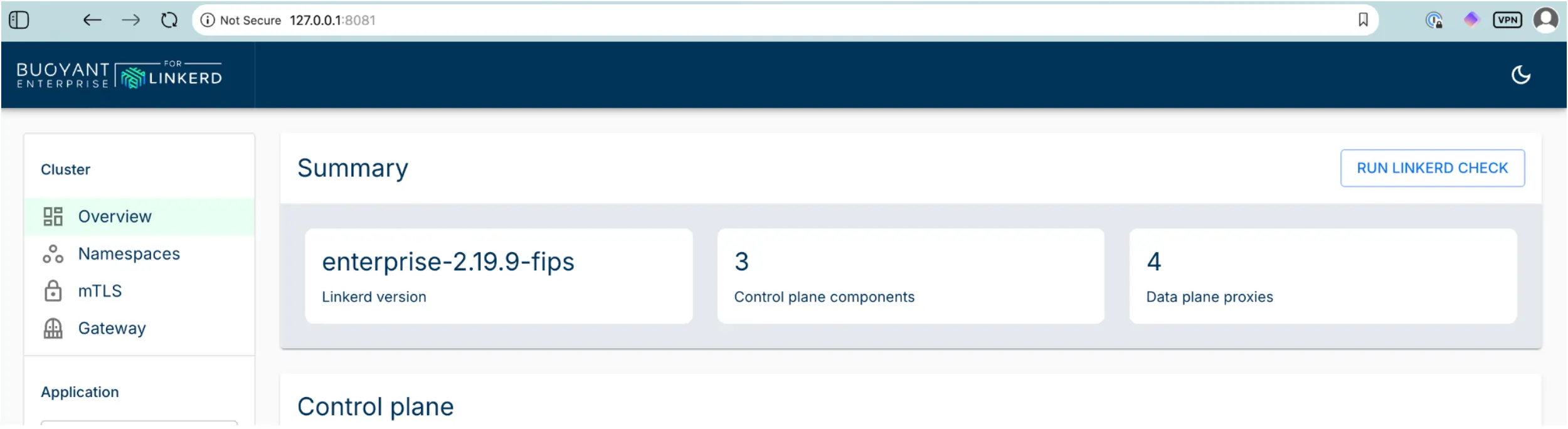 Dashboard showing a FIPS-compliant cryptographic module