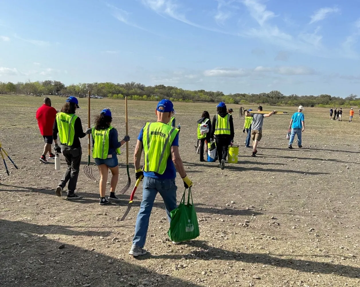 Rotary volunteers performing a community clean up event