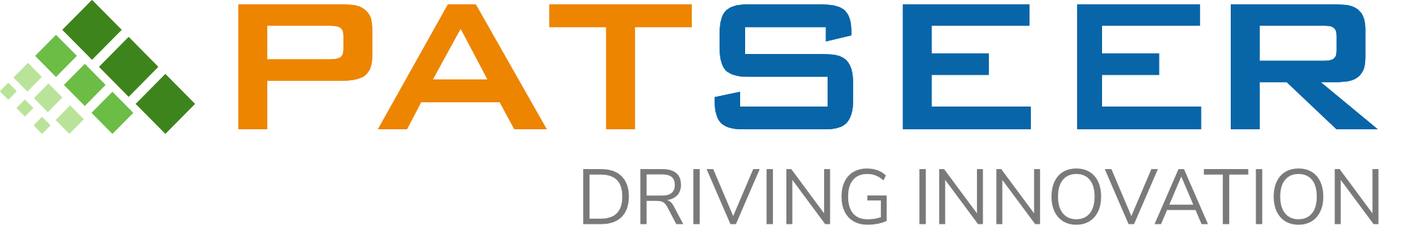 PatSeer logo with multicolor text and geometric icon