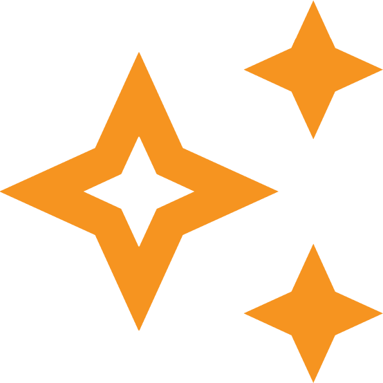 Quartet logo with orange star shapes on black