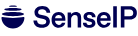 SenseIP logo with blue text and stacked circular icon above