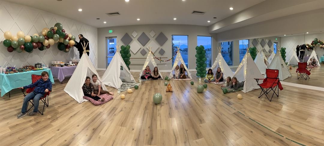 Event with tents set up in a studio