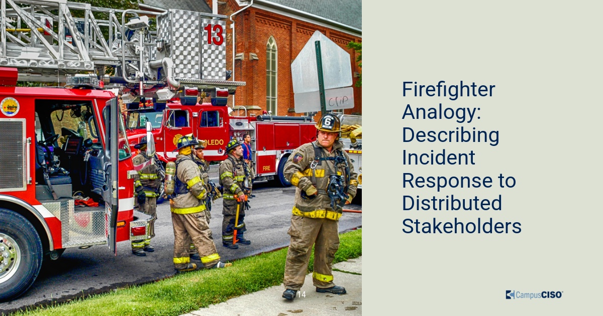 Firefighters standing near red fire trucks, ready for emergency response