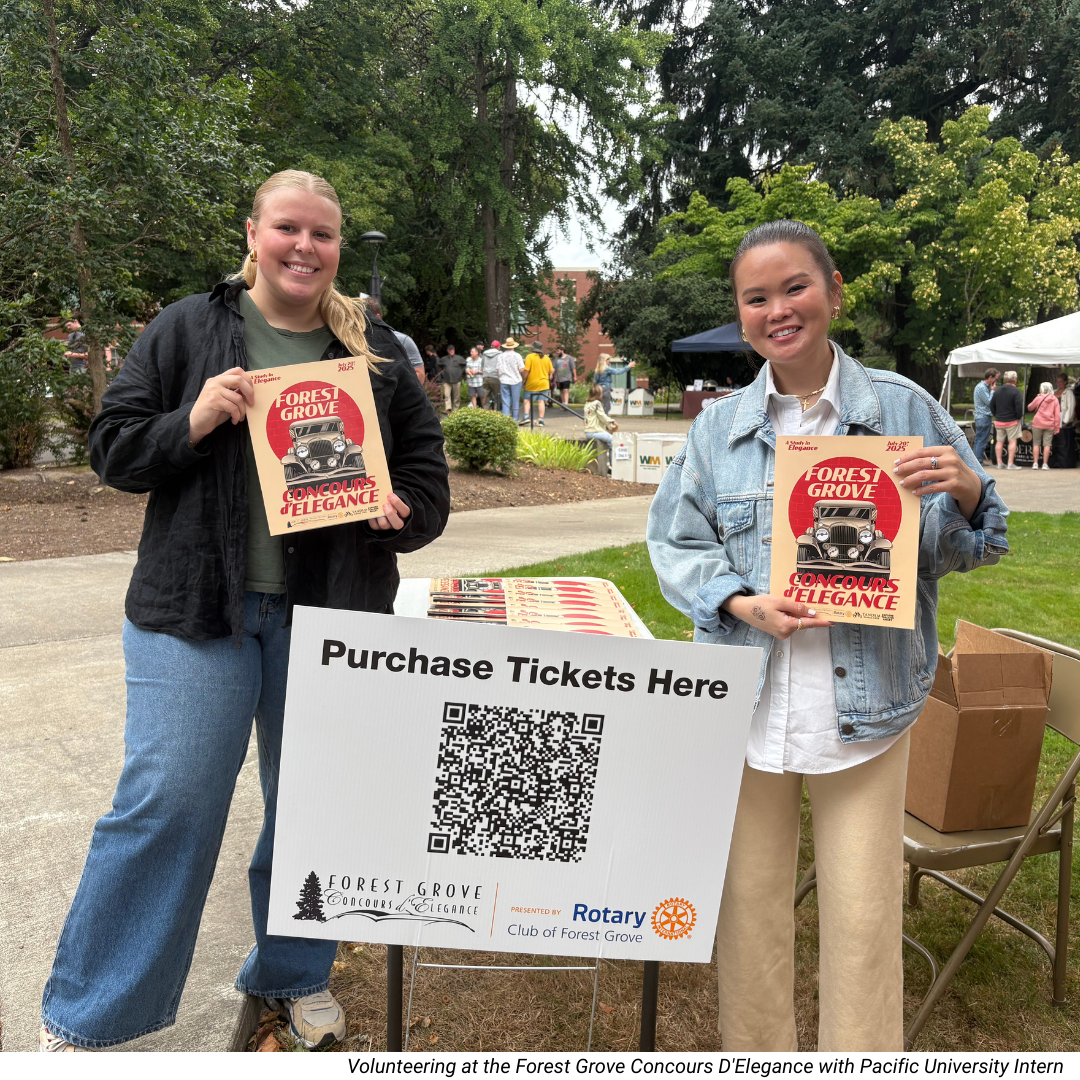 Volunteering at the Forest Grove Concours D'Elegance with Pacific University Intern