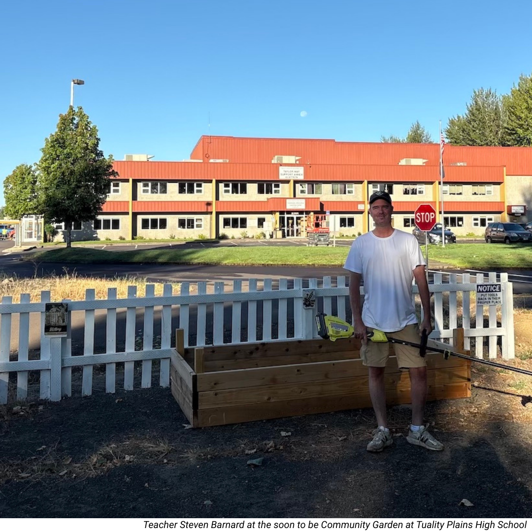 Teacher Steven Barnard at the soon to be Community Garden at Tuality Plains High School