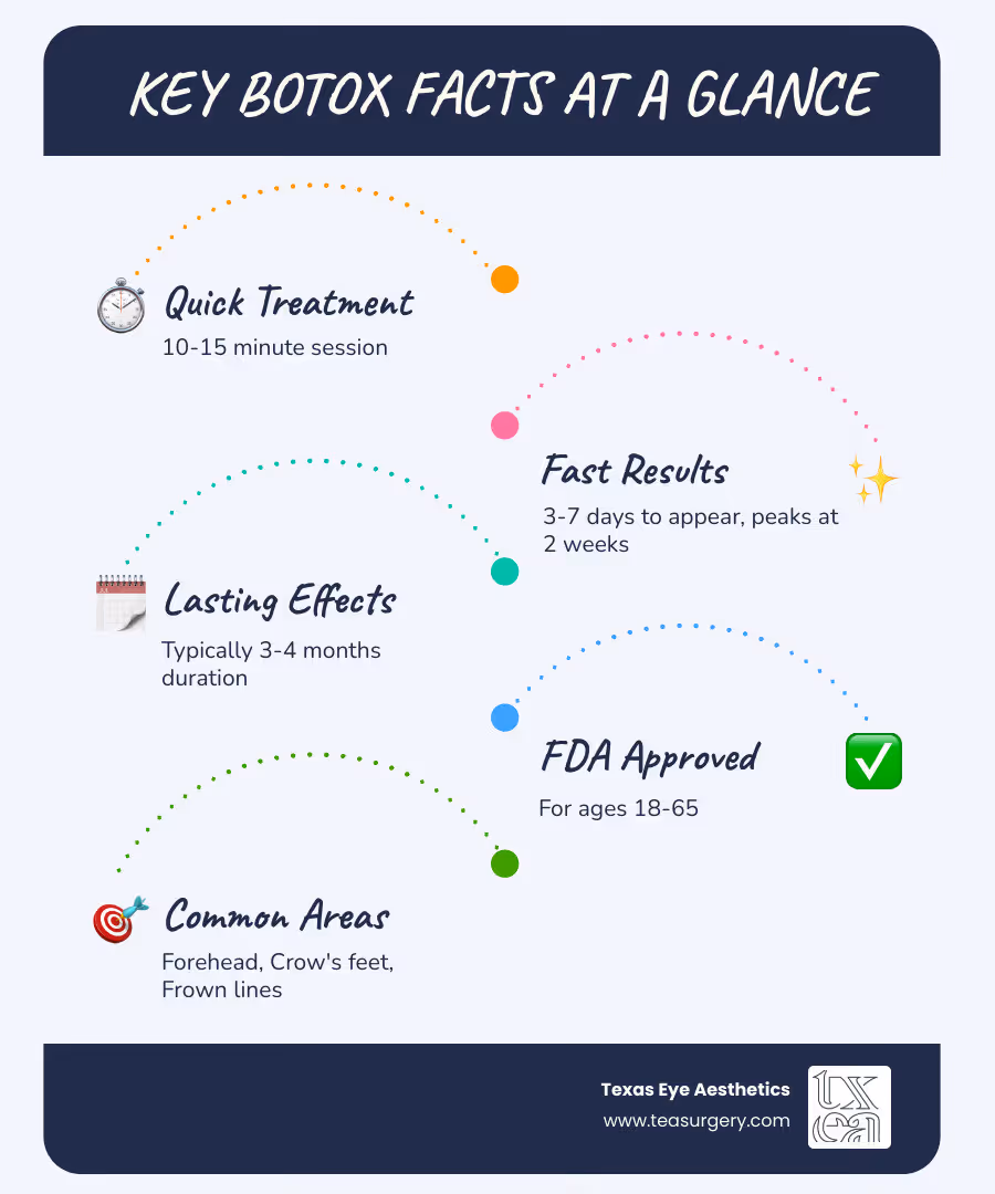 Comprehensive guide to Botox providers in Dripping Springs TX showing treatment areas, safety measures, provider qualifications, and expected results timeline - botox dripping springs infographic infographic-line-5-steps-blues-accent_colors