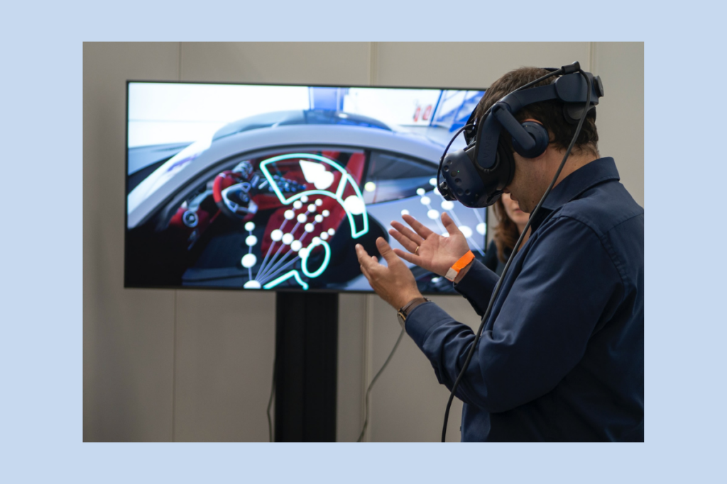 A man using Microsoft HoloLens