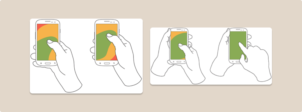 Screenshot of phone usage and thumb zone on mobile. 