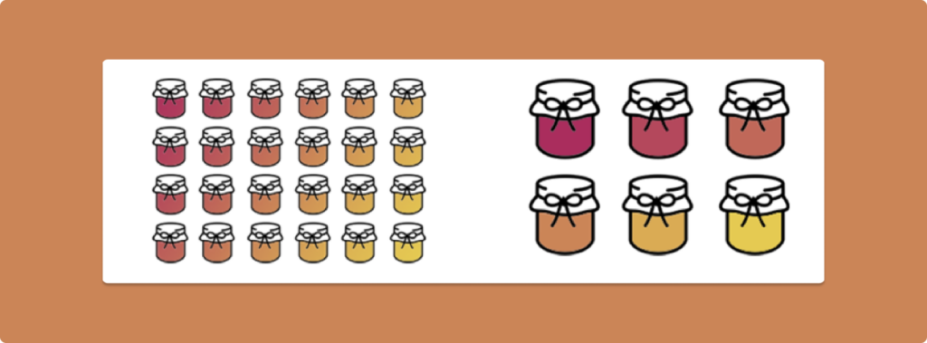 Design Psychology:
Drawing describing the two sessions of experiment:
1 drawing with 24 choices of jam
1 drawing with 6 choices of jam