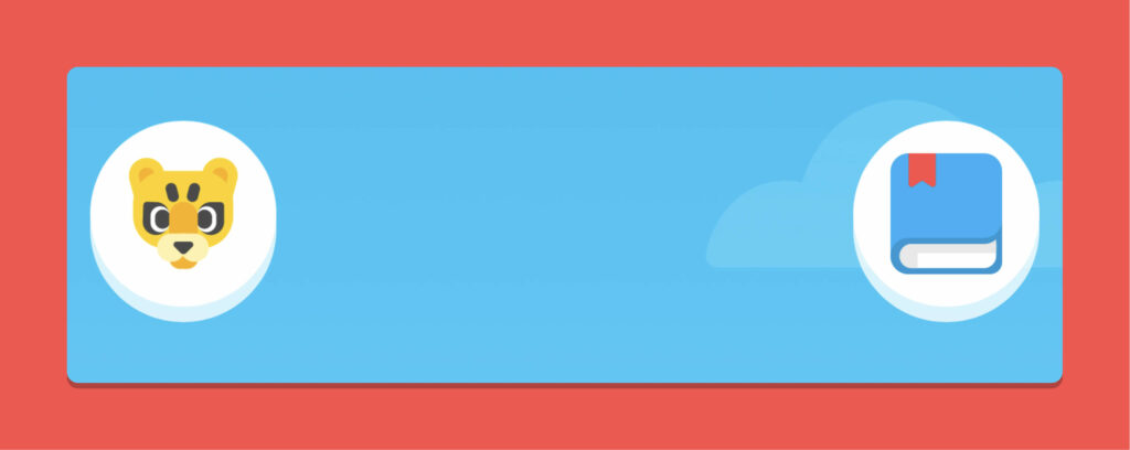 Duolingo ABC's navigation, a Tiger avatar in the top left hand corner, and a book icon in the top right hand corner