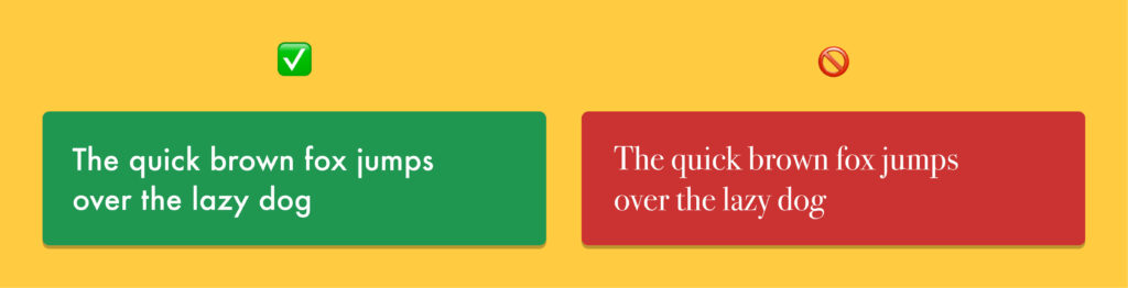 Two fonts compared to one another, one a readable sans serif font, and the other a thin serif font