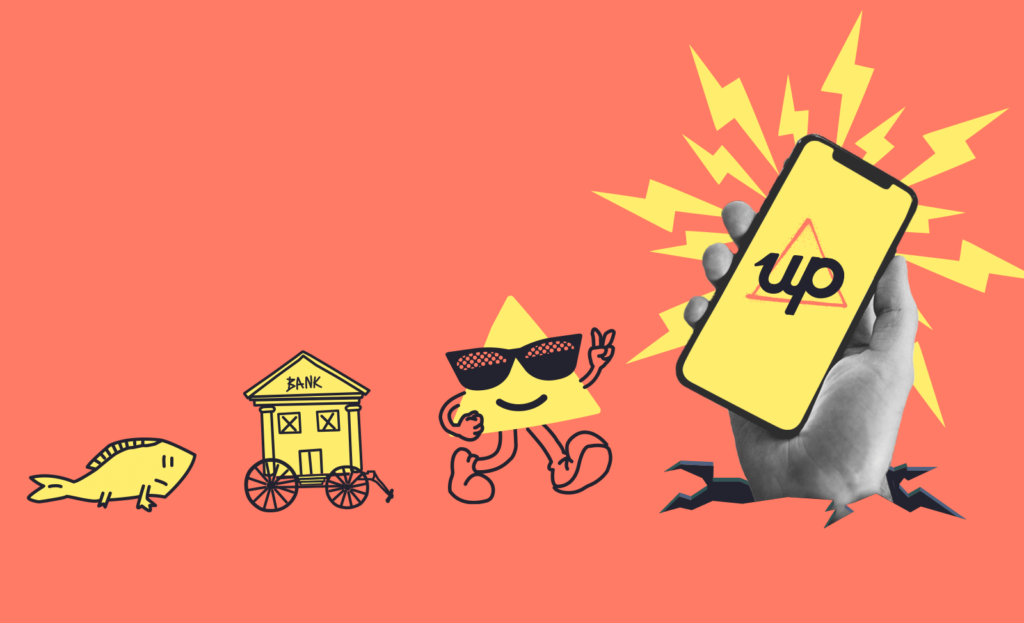 neon orange branding for Up banking