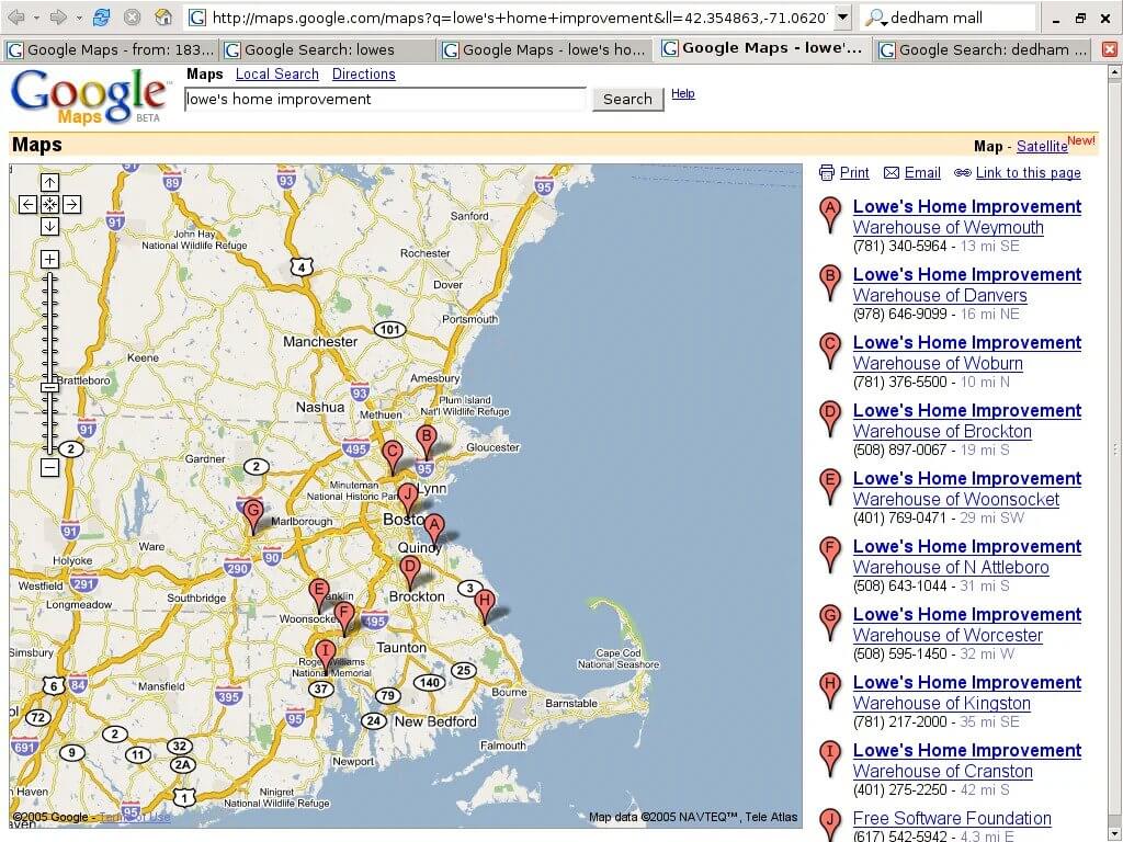 google map view in 2005
