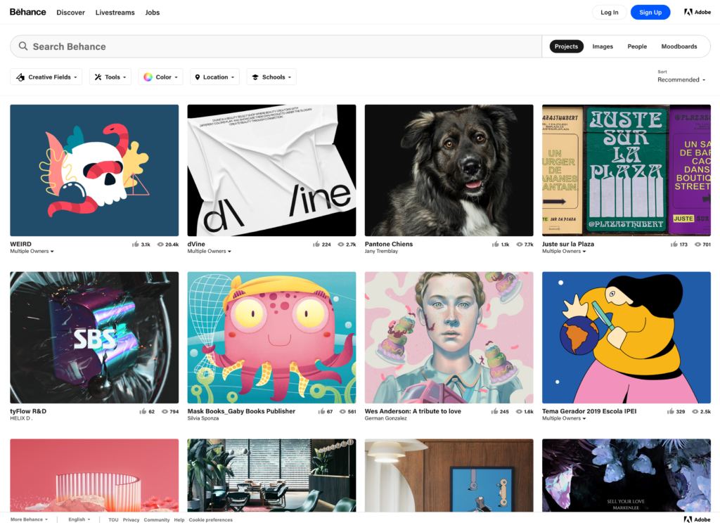 Behance, a platform where likeminded creatives can share their works within the design community