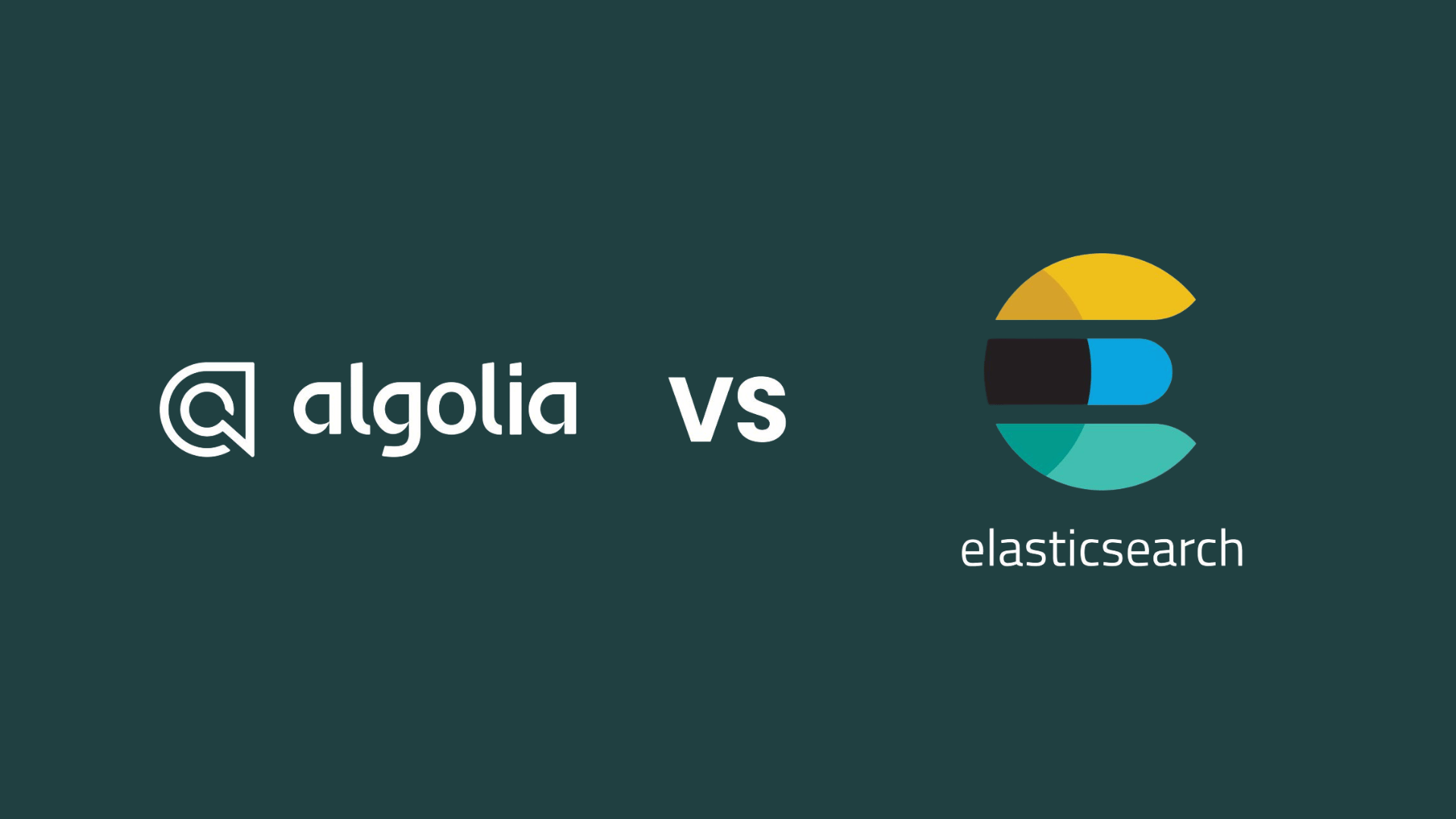 Hand-drawn title card comparing Algolia and Elasticsearch search systems