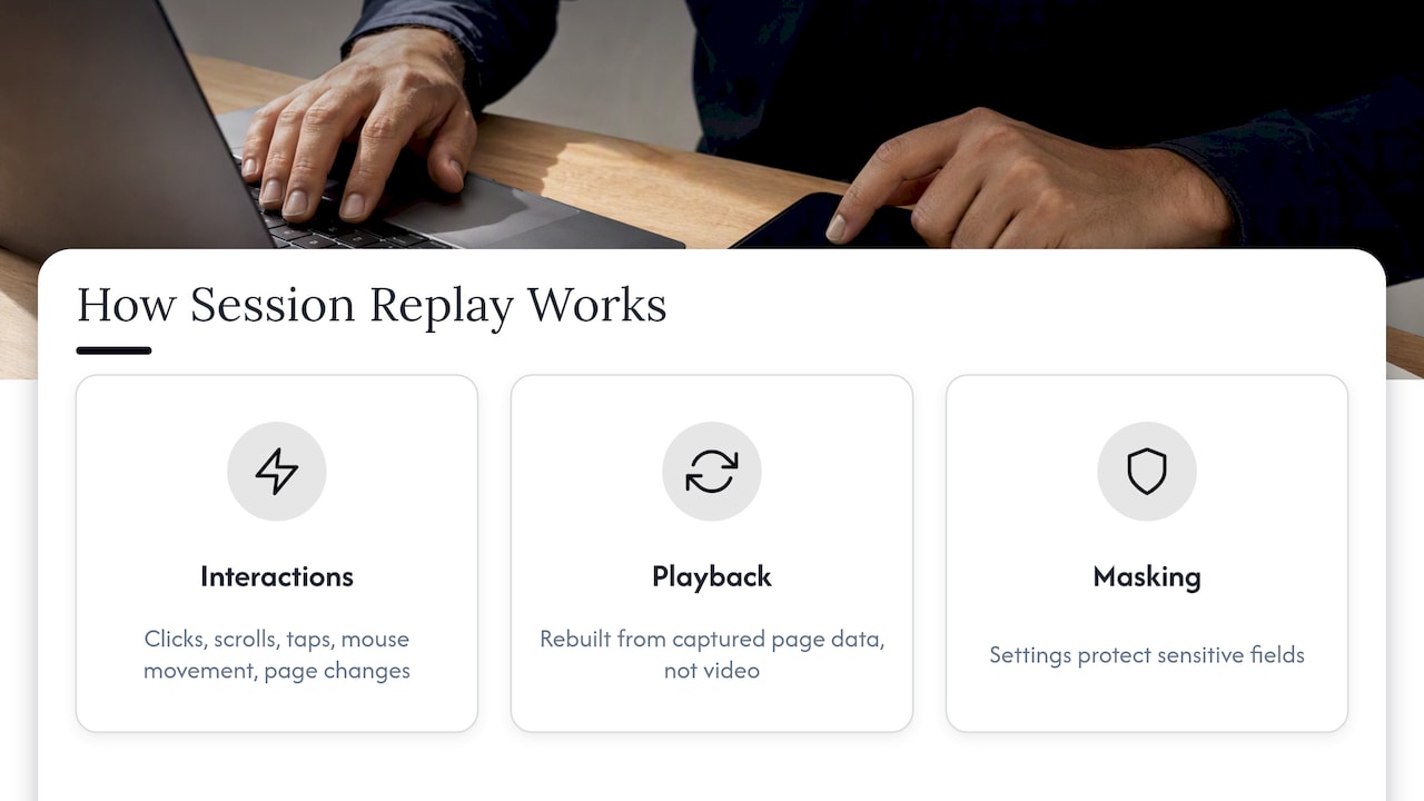 Browser events reconstructed into session playback