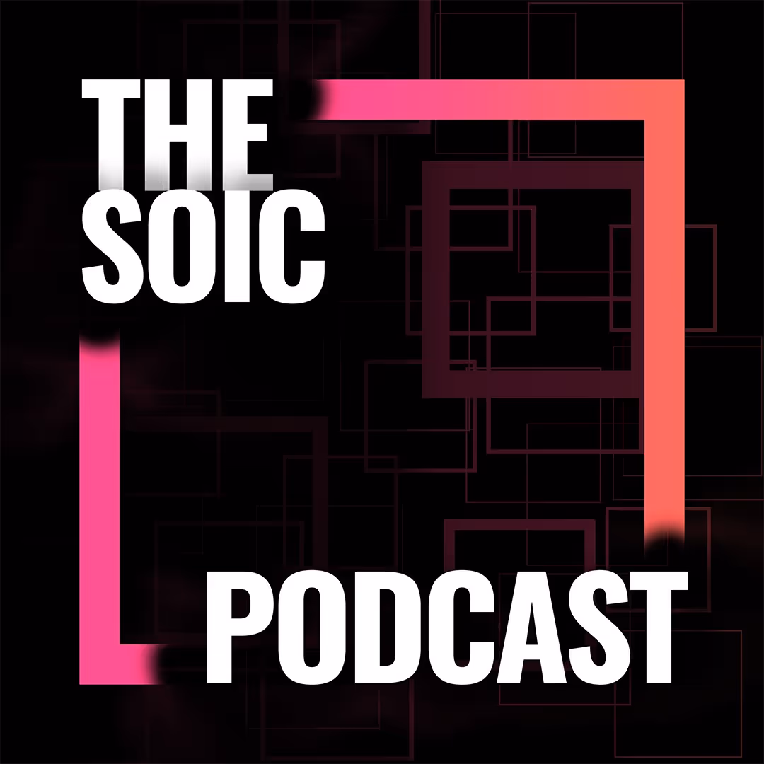 A colorful image of the SOIC Podcast poster