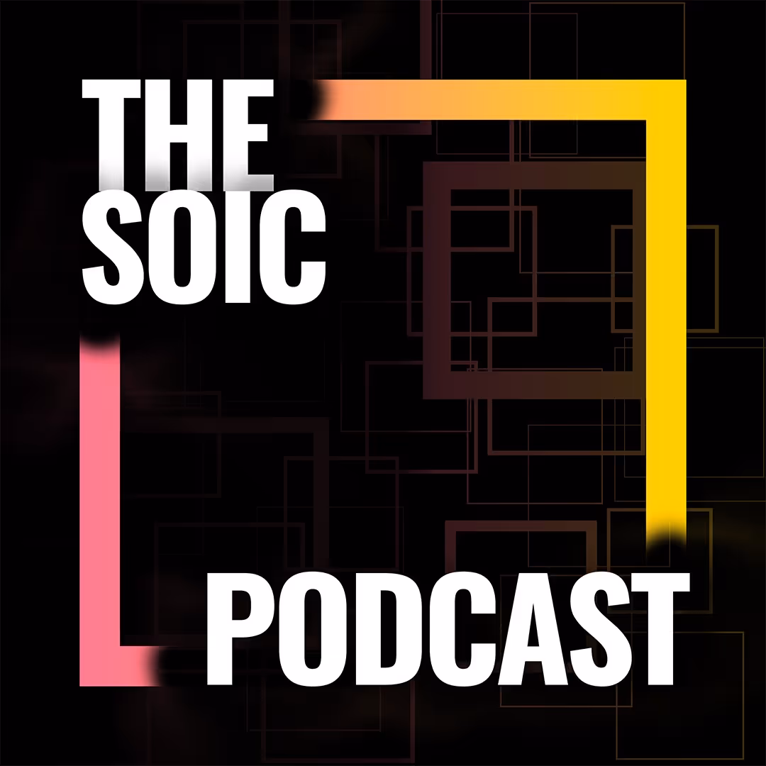 A colorful image of the SOIC Podcast poster