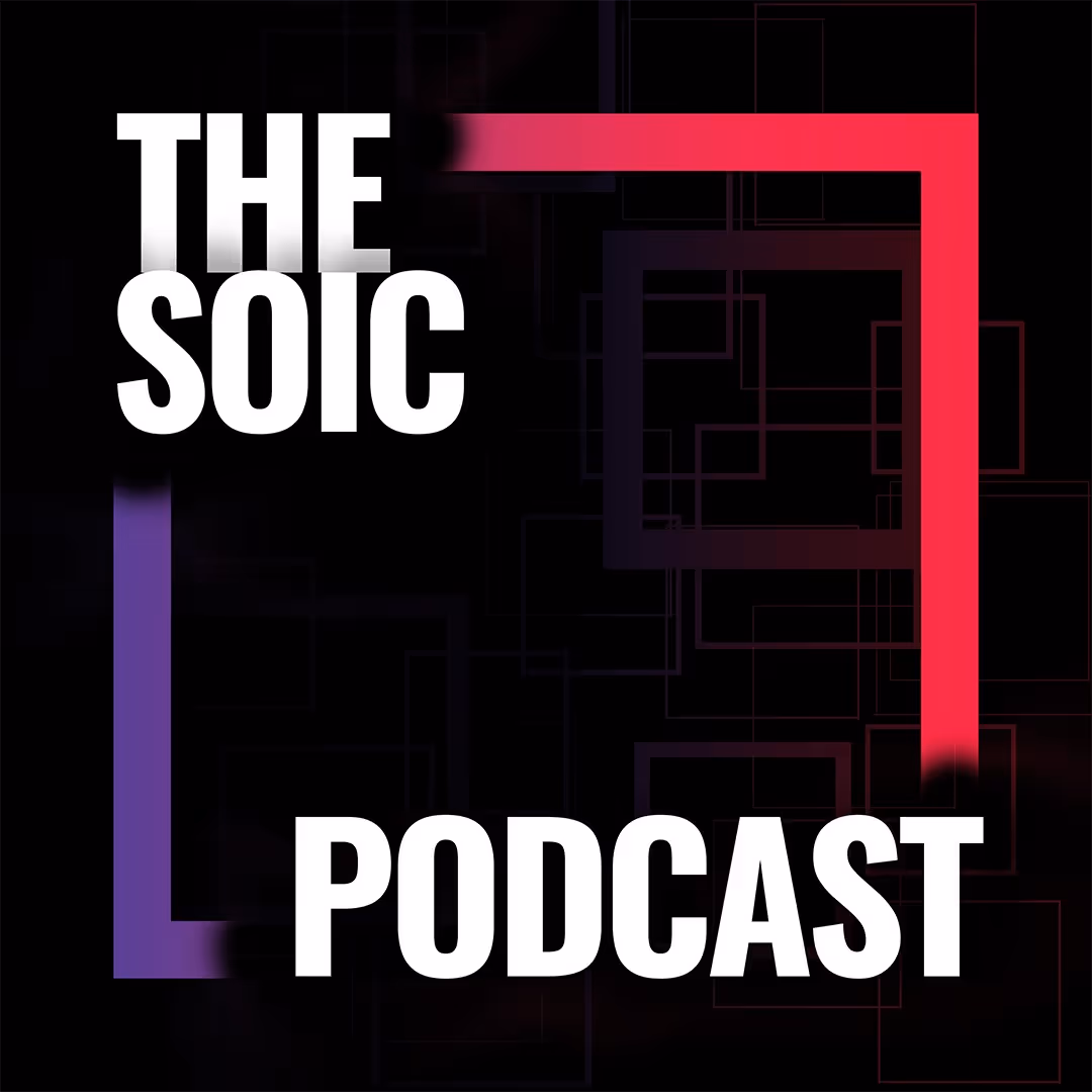 A colorful image of the SOIC Podcast poster