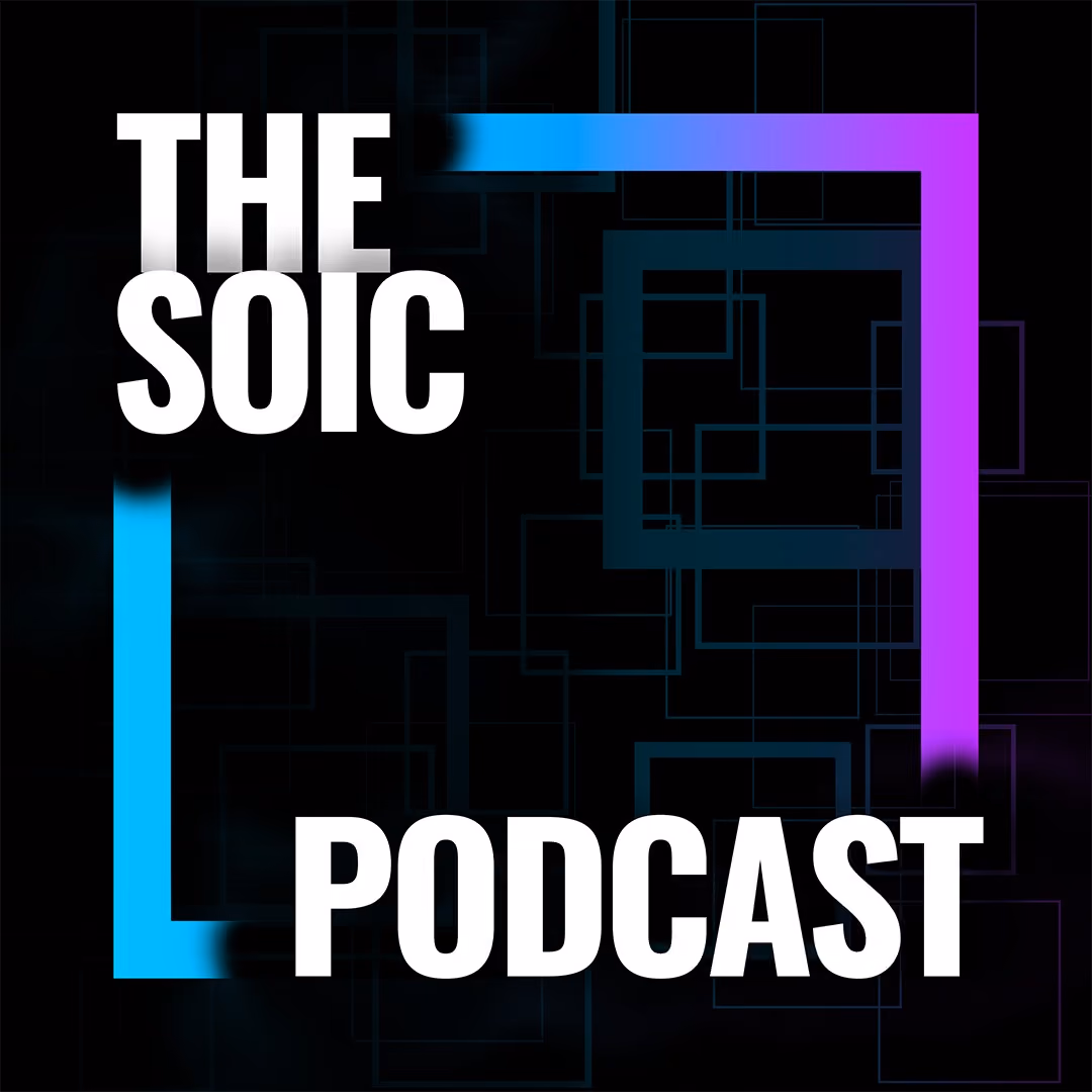 A colorful image of the SOIC Podcast poster