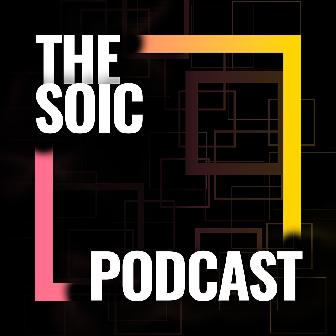 A colorful Image of the The SOIC Podcast poster