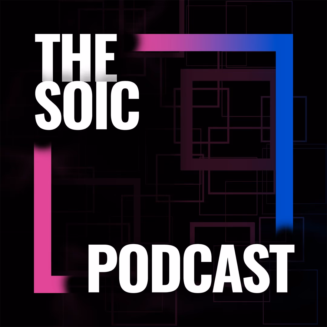 A colorful image of the SOIC Podcast poster