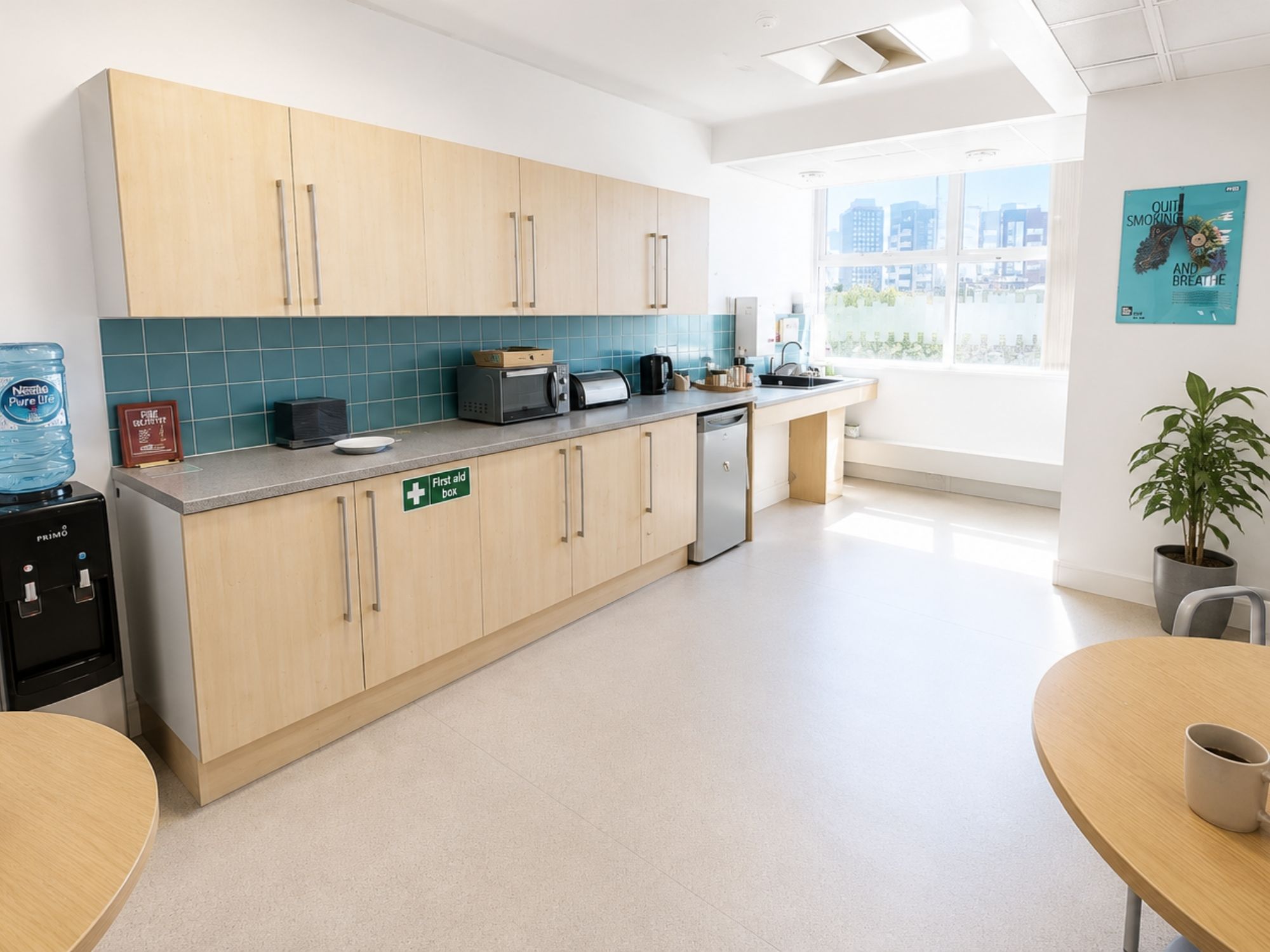 Communal kitchen and breakout space for serviced office occupiers at Cobalt Square