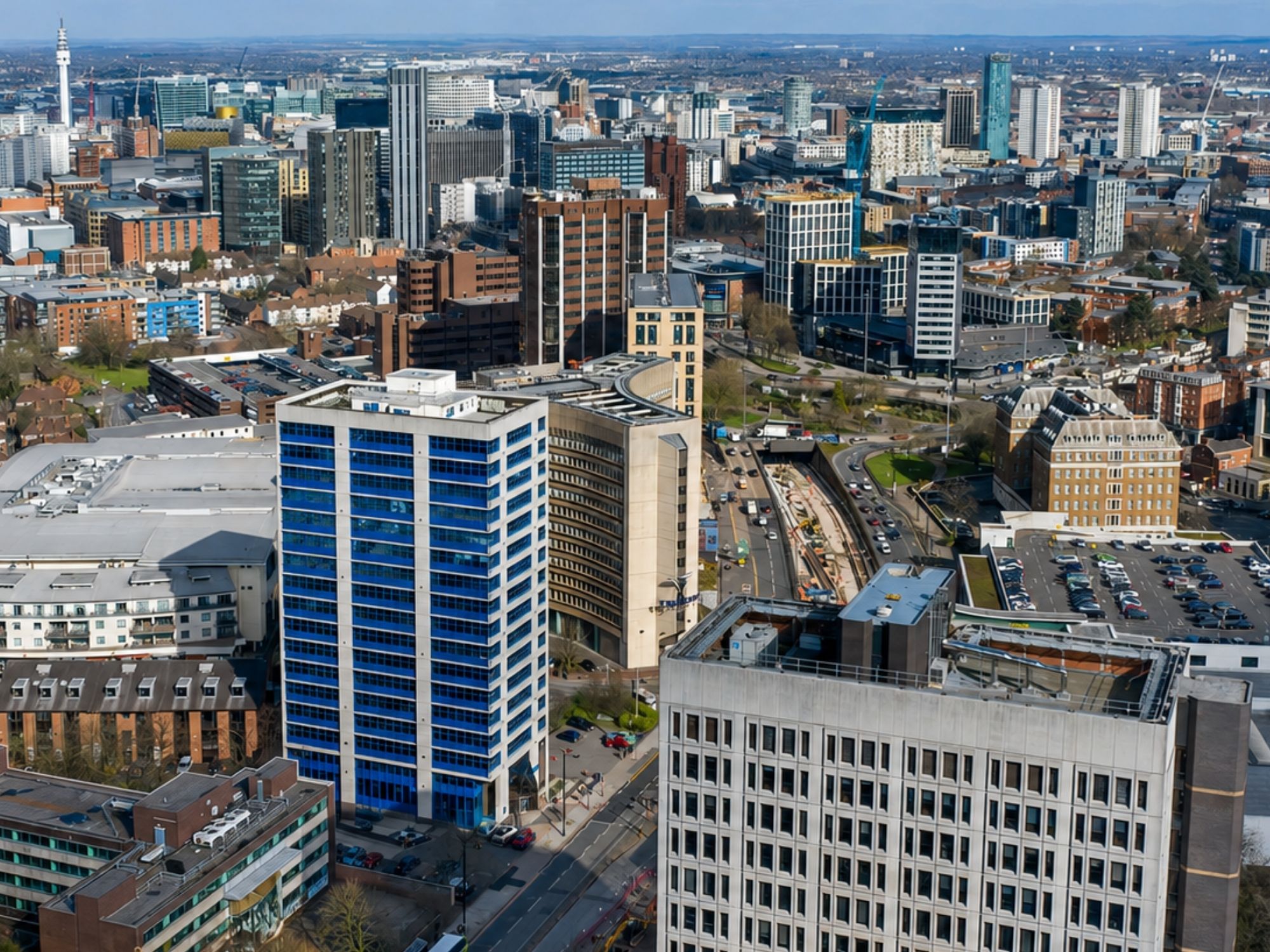 Aerial view of Cobalt Square and Birmingham city centre